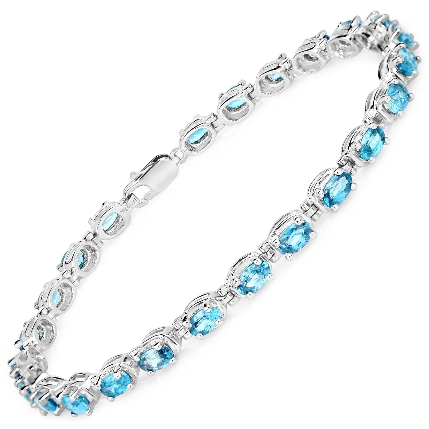 7.92 Carat Genuine Blue Zircon .925 Sterling Silver Bracelet by Bids.com