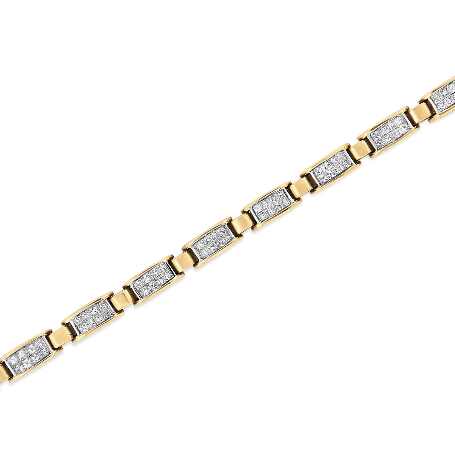 14K Yellow Gold 2 1/2 Cttw Princess-Cut Diamond Link Tennis Bracelet (H-I Color, SI2-I1 Clarity) - 7.25" by Bids.com