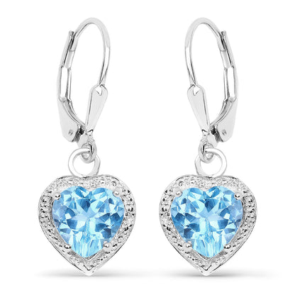 4.20 Carat Genuine Swiss Blue Topaz .925 Sterling Silver Earrings  DestGlow
