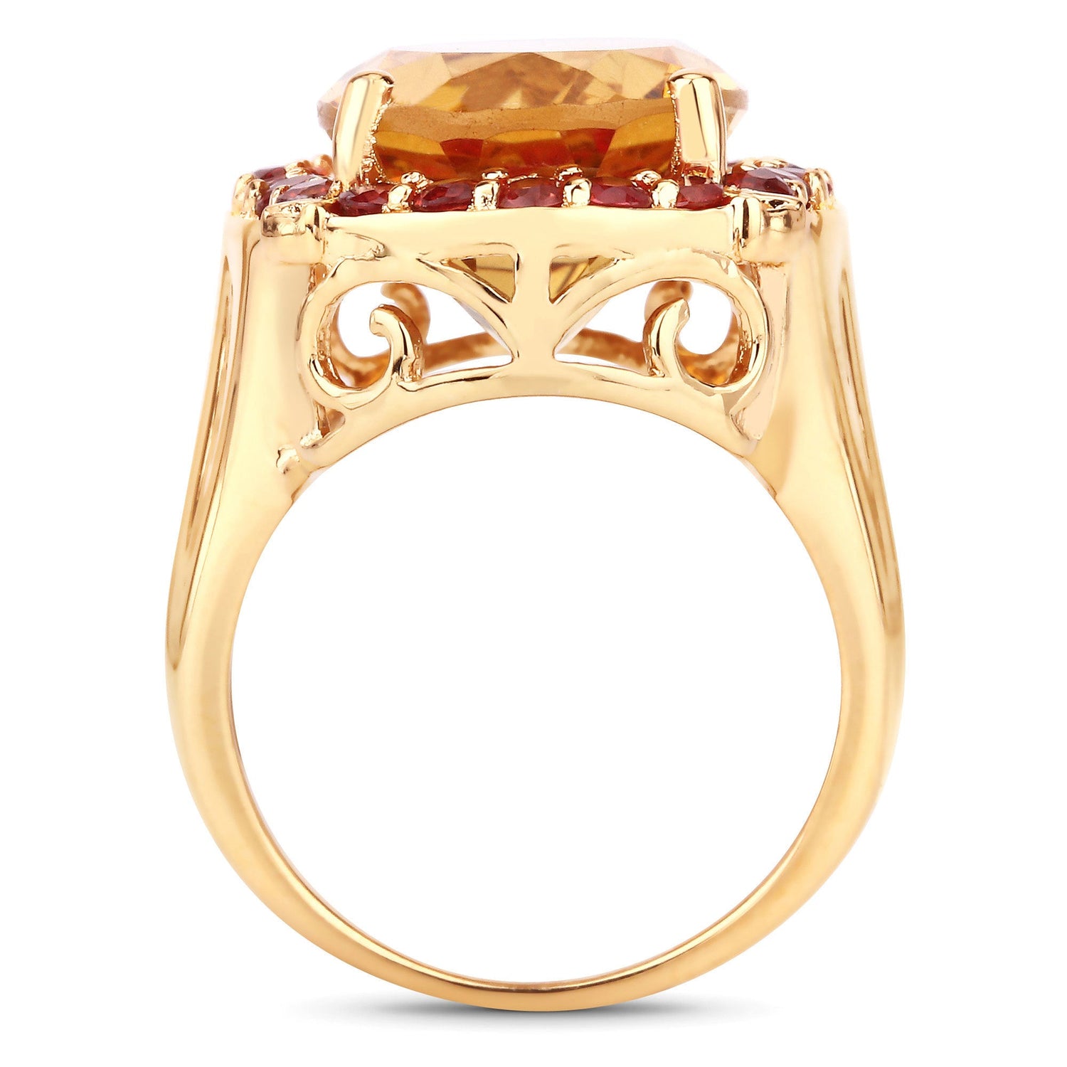 9.38 Carat Genuine Citrine and Orange Sapphire .925 Sterling Silver Ring by Bids.com