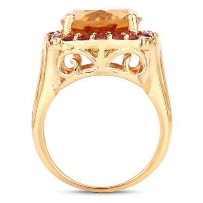 9.38 Carat Genuine Citrine and Orange Sapphire .925 Sterling Silver Ring by Bids.com