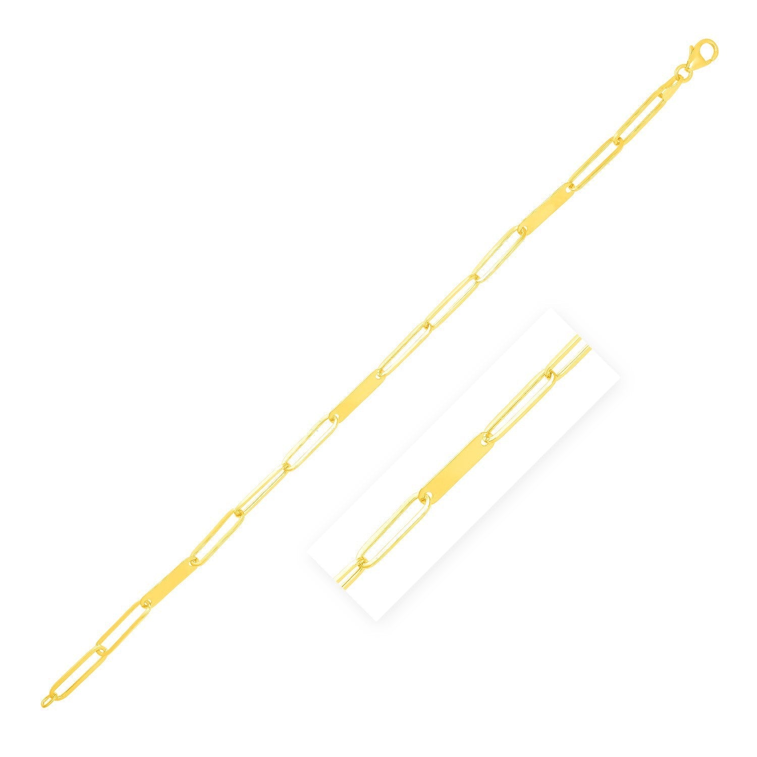 14k Yellow Gold 7 inch Alternating Paperclip Chain Link and Gold Bar Bracelet by Bids.com