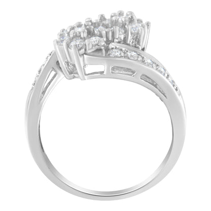 14KT White Gold Diamond Cluster Ring Band (7/8 cttw, H-I Color, I1-I2 Clarity) by Bids.com