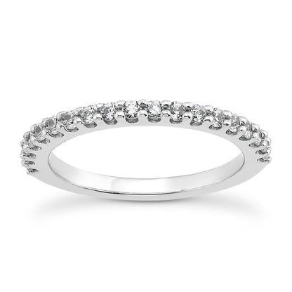 14k White Gold Shared Prong Diamond Wedding Ring Band with U Settings by Bids.com