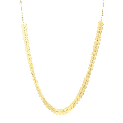 14k Yellow Gold Polished Heart Link Chain Necklace by Bids.com