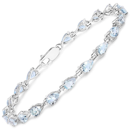 7.00 Carat Genuine Aquamarine .925 Sterling Silver Bracelet  DestGlow