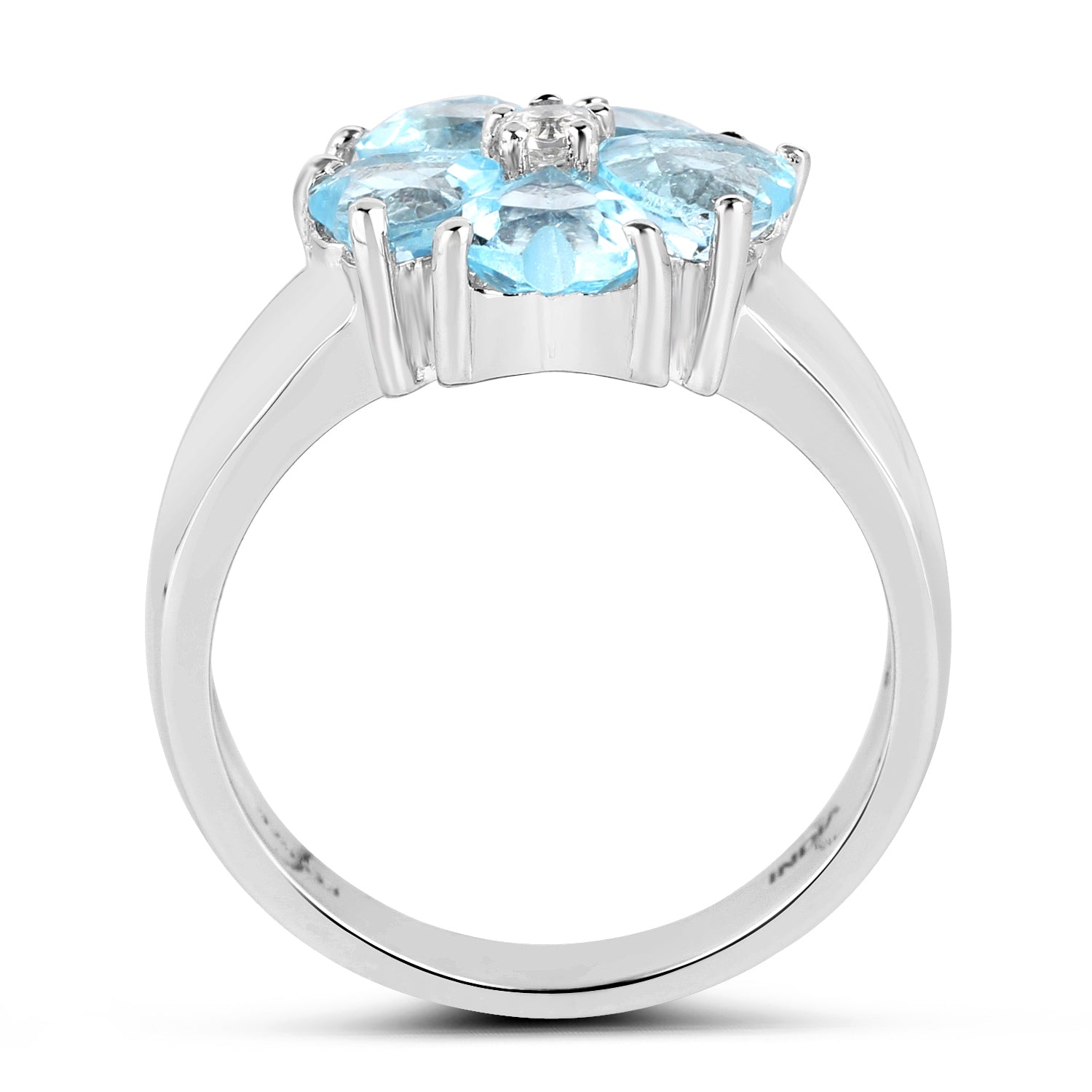 2.58 Carat Genuine Blue Topaz and White Topaz .925 Sterling Silver Ring by Bids.com