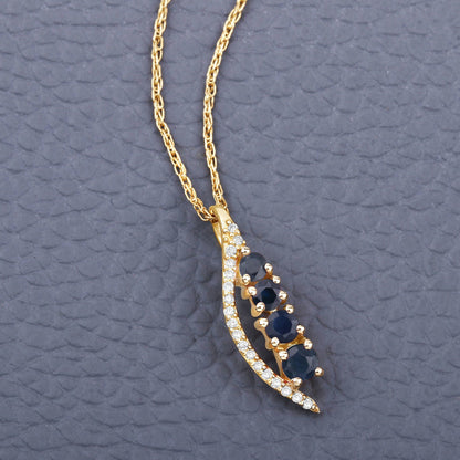 0.40 Carat Genuine Blue Sapphire and White Diamond 14K Yellow Gold Pendant by Bids.com