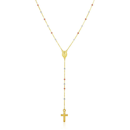 14k Tri Color Gold Lariat Rosary Necklace by Bids.com