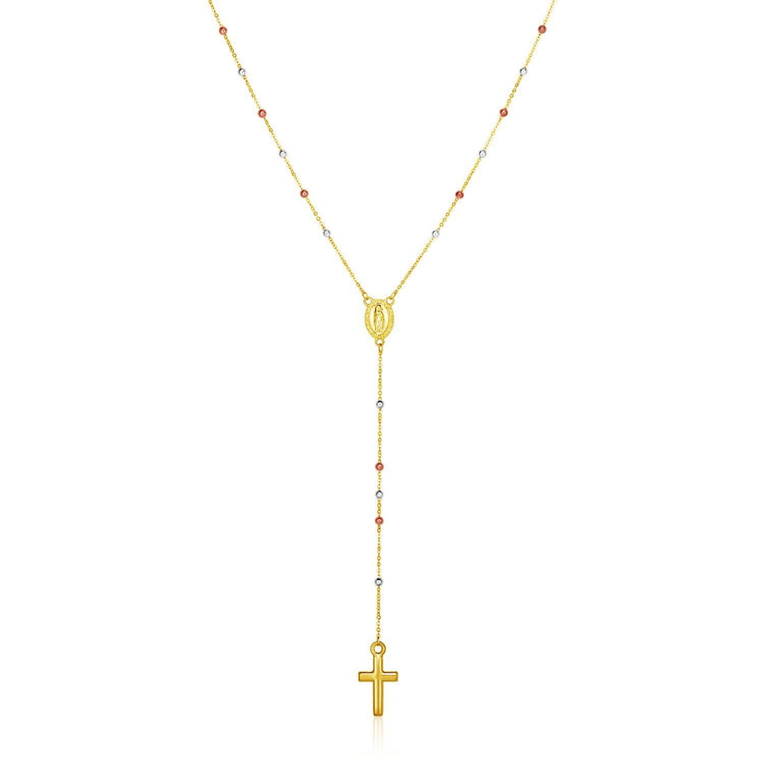 14k Tri Color Gold Lariat Rosary Necklace by Bids.com