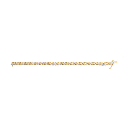 10K Yellow Gold 3 cttw Round-Cut Diamond Spiral Link 7.50" Bracelet (I-J Color, I1-I2 Clarity) by Bids.com