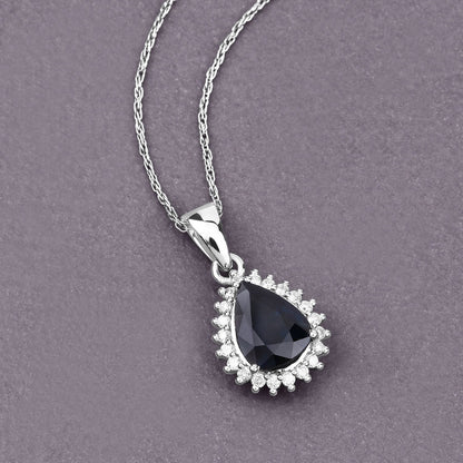 2.09 Carat Genuine Blue Sapphire and White Diamond 14K White Gold Pendant by Bids.com