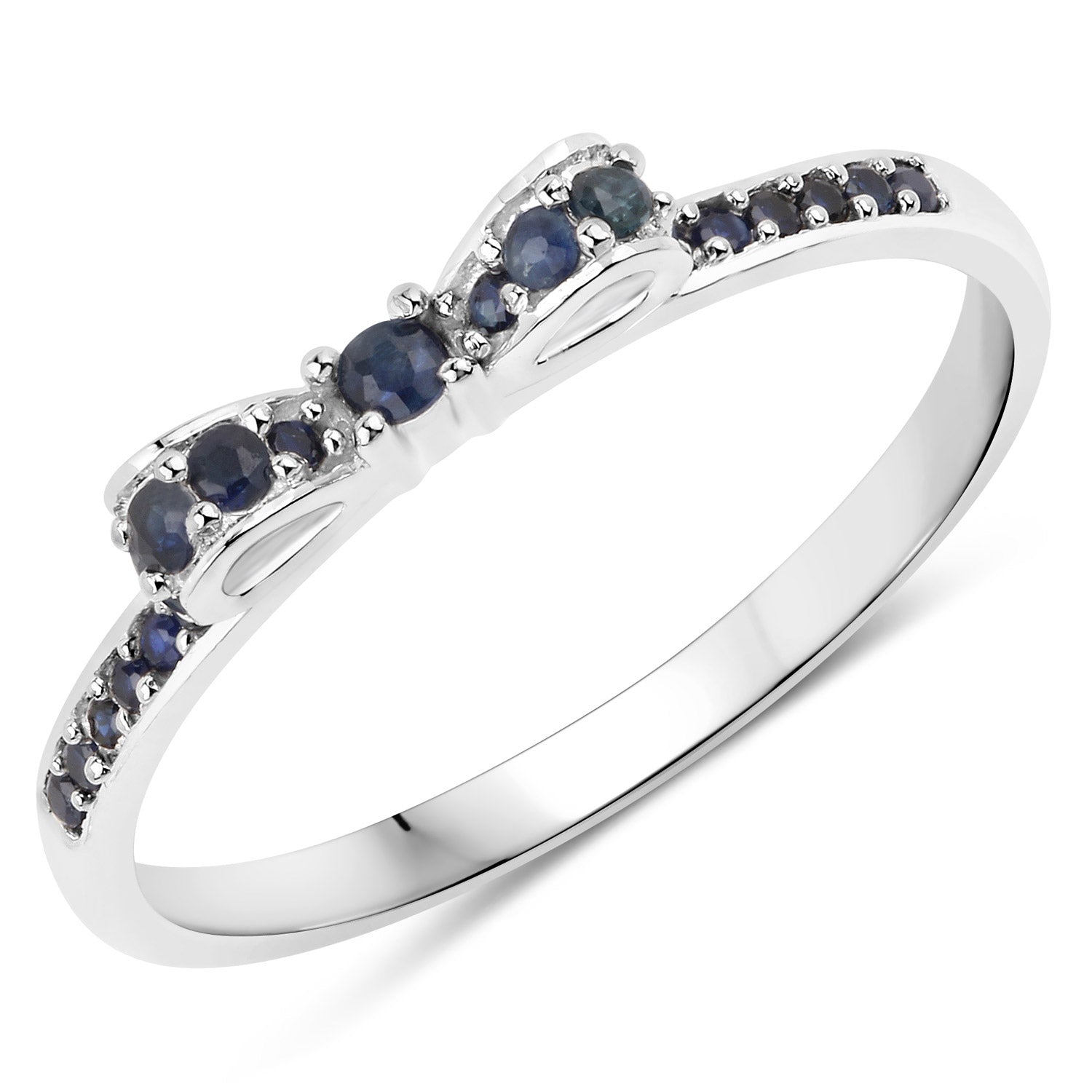 0.31 Carat Genuine Blue Sapphire 14K White Gold Ring  DestGlow