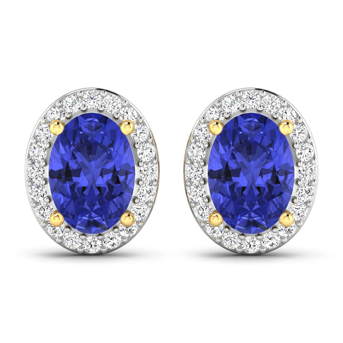 1.50 Carat Genuine Tanzanite and White Diamond 14K Yellow Gold Earrings by Bids.com