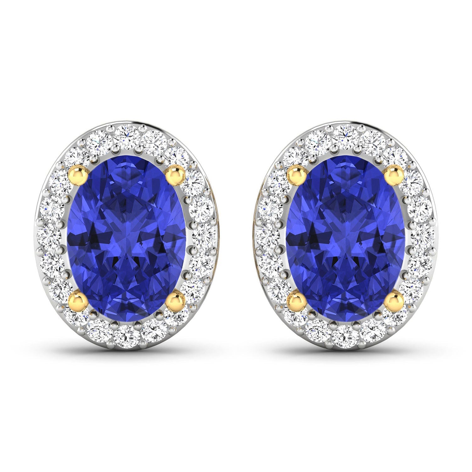 1.50 Carat Genuine Tanzanite and White Diamond 14K Yellow Gold Earrings by Bids.com
