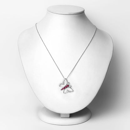 0.62 Carat Genuine Ruby and White Zircon .925 Sterling Silver Necklace  DestGlow