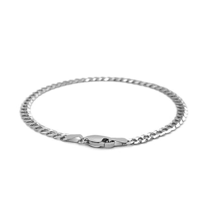 3.6mm 14k White Gold Solid Curb Bracelet by Bids.com