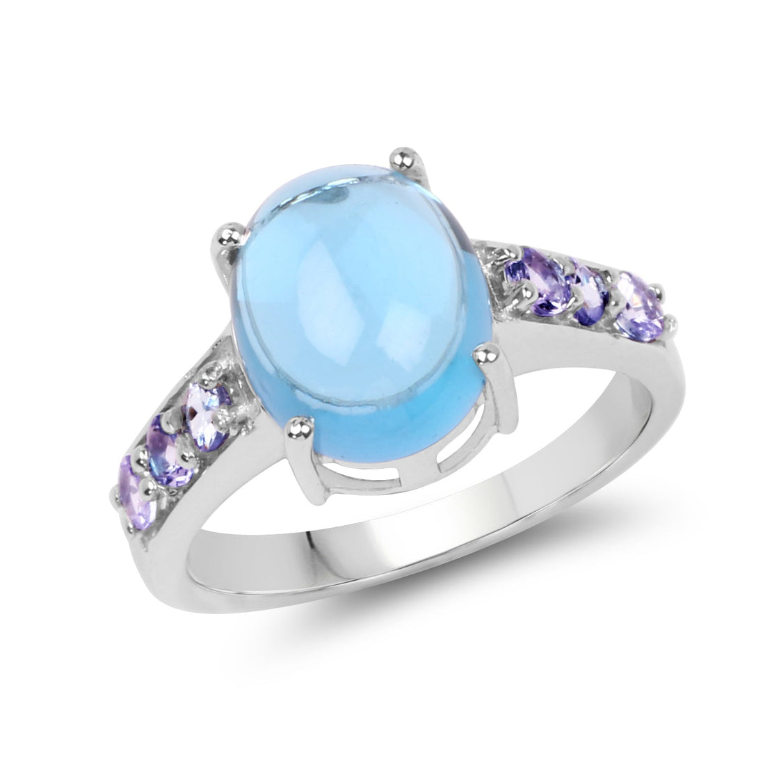 4.77 Carat Genuine Swiss Blue Topaz and Tanzanite .925 Sterling Silver Ring by Bids.com