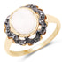 3.04 Carat Genuine White Moonstone and Black Diamond .925 Sterling Silver Ring by Bids.com