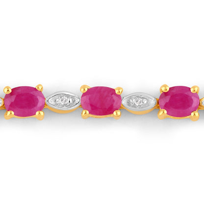 2.01 Carat Genuine Ruby and White Diamond .925 Sterling Silver Bracelet by Bids.com