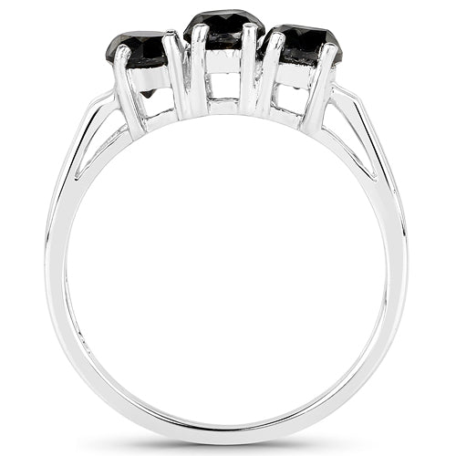 0.99 Carat Genuine Black Diamond .925 Sterling Silver Ring  DestGlow