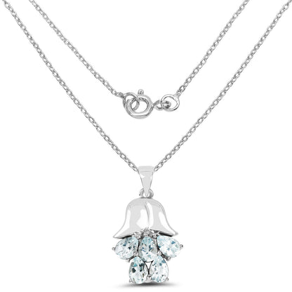 1.75 Carat Genuine Aquamarine .925 Sterling Silver Pendant  DestGlow