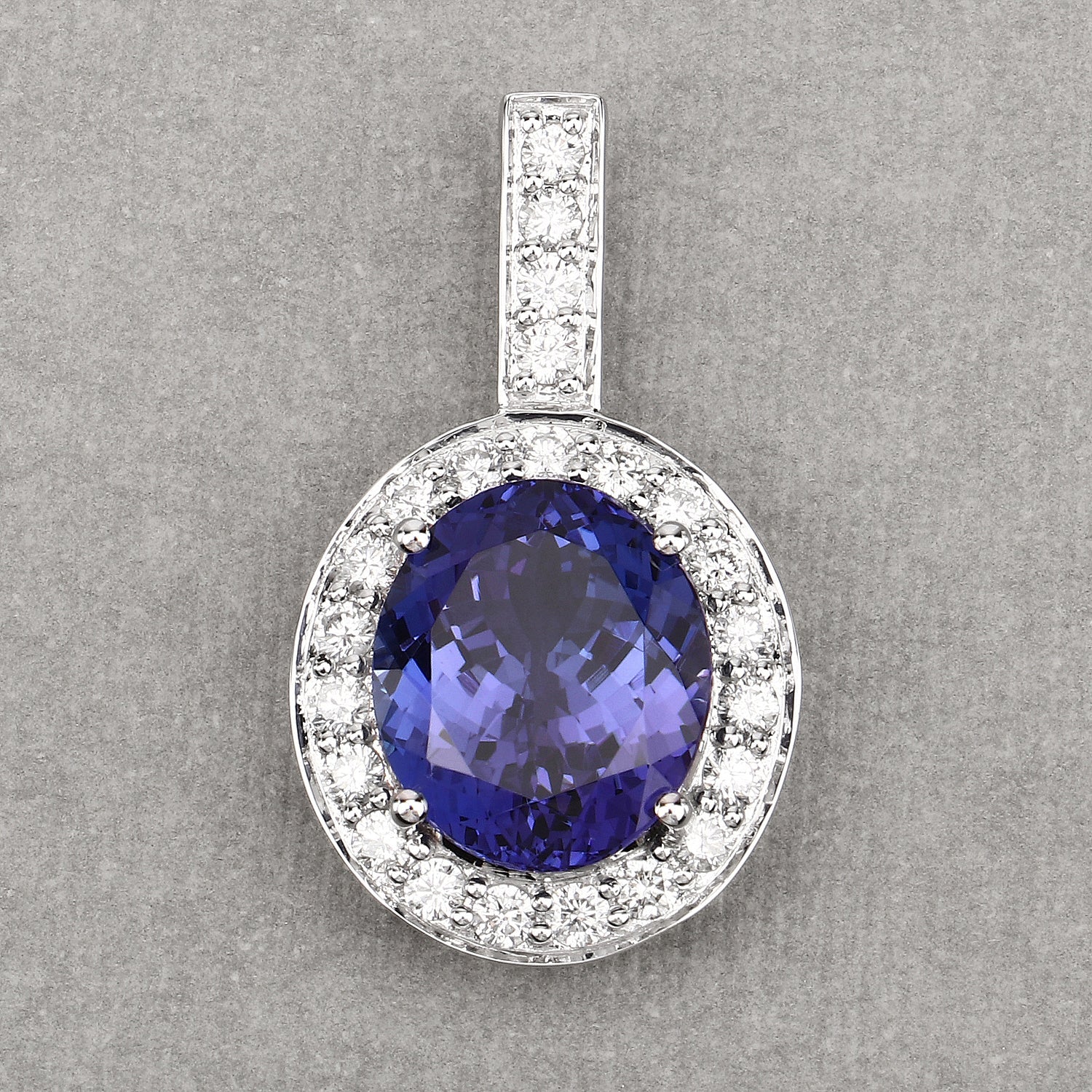 10.15 Carat Genuine Tanzanite and White Diamond 18K White Gold Pendant by Bids.com