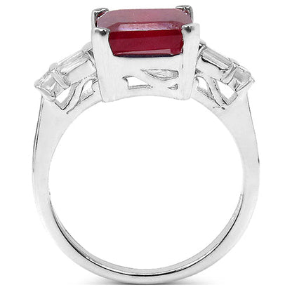 4.30 ct. t.w. Glass Filled Ruby and White Topaz Ring in Sterling Silver by Bids.com