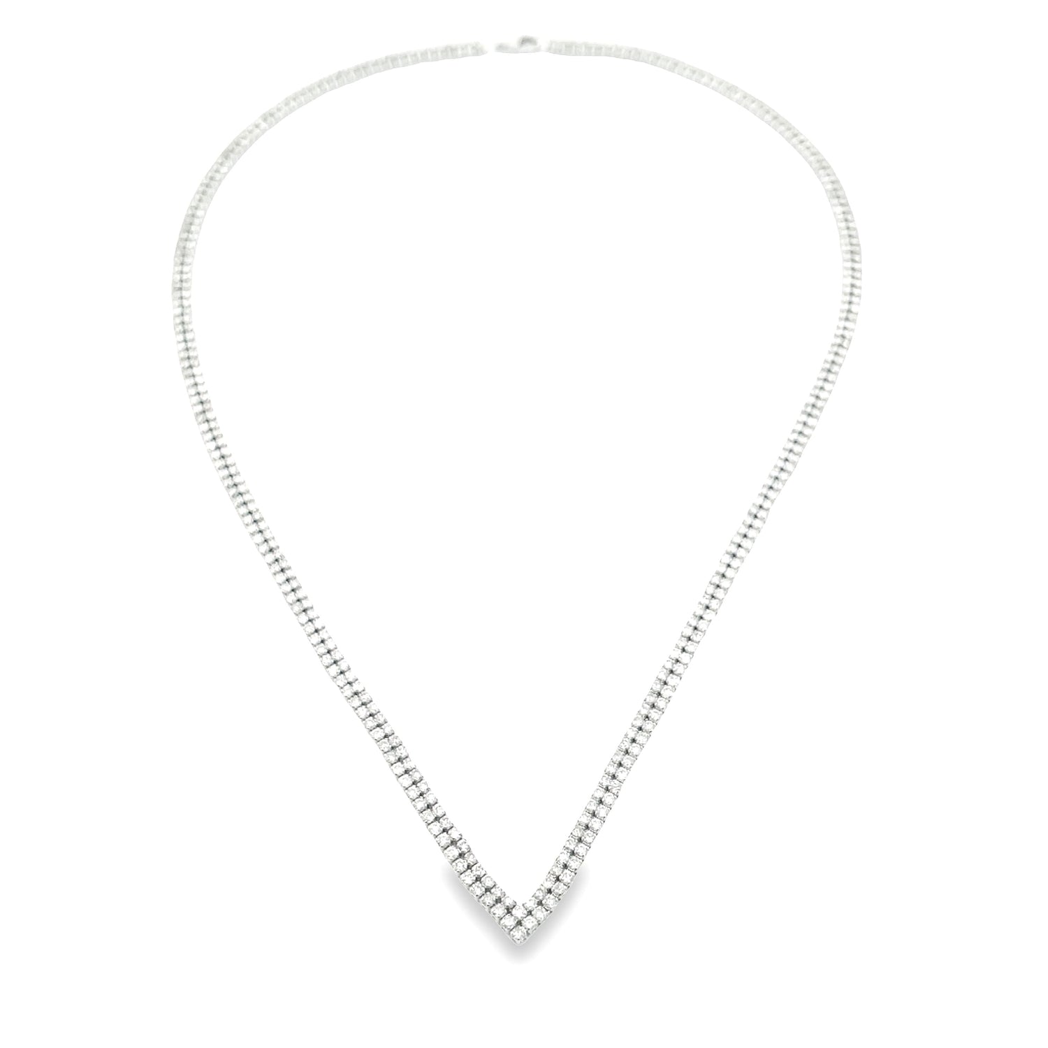 Natural 7.00ct Diamond Tennis Necklace 14KT White Gold by Bids.com