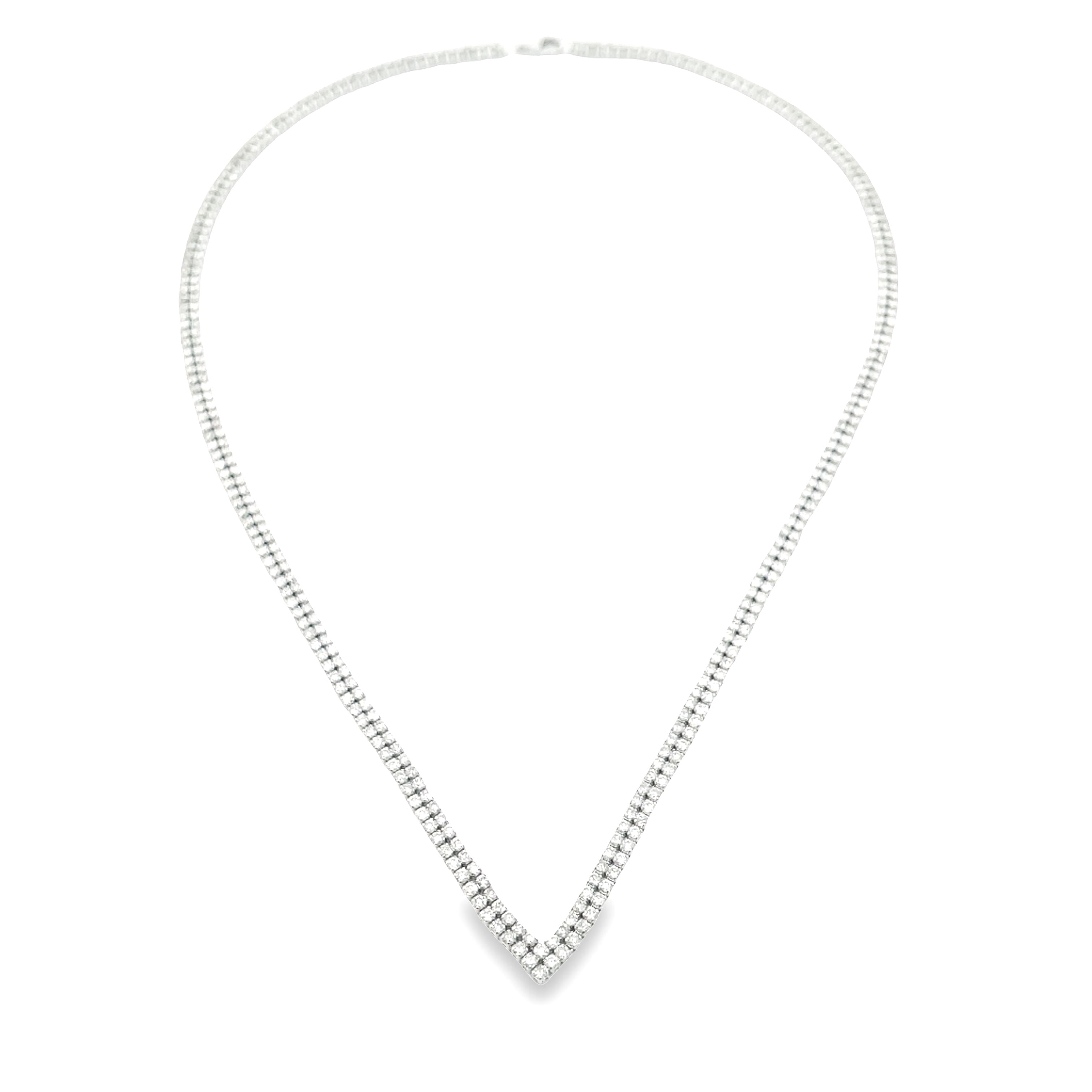 Natural 7.00ct Diamond Tennis Necklace 14KT White Gold by Bids.com