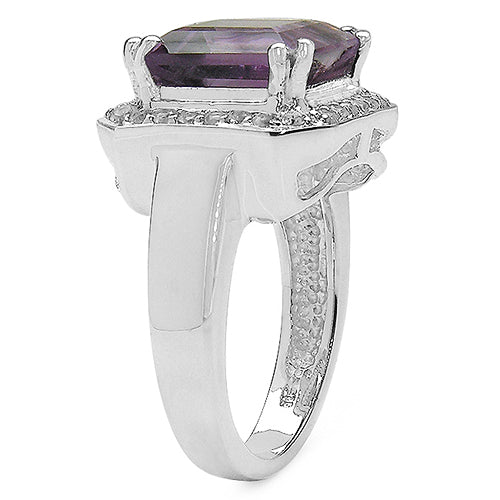 4.91 Carat Genuine Amethyst &amp; White Topaz .925 Sterling Silver Ring by Bids.com