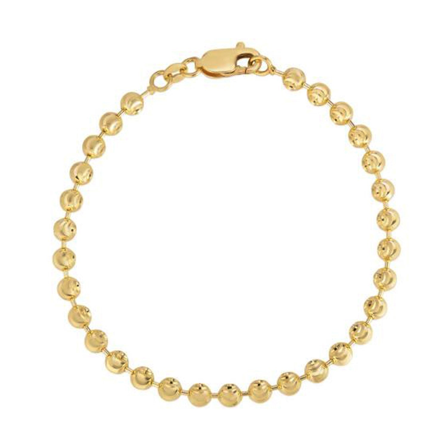 Moon Cut Bead Chain Bracelet in 14k Yellow Gold  (4.00 mm)  DestGlow