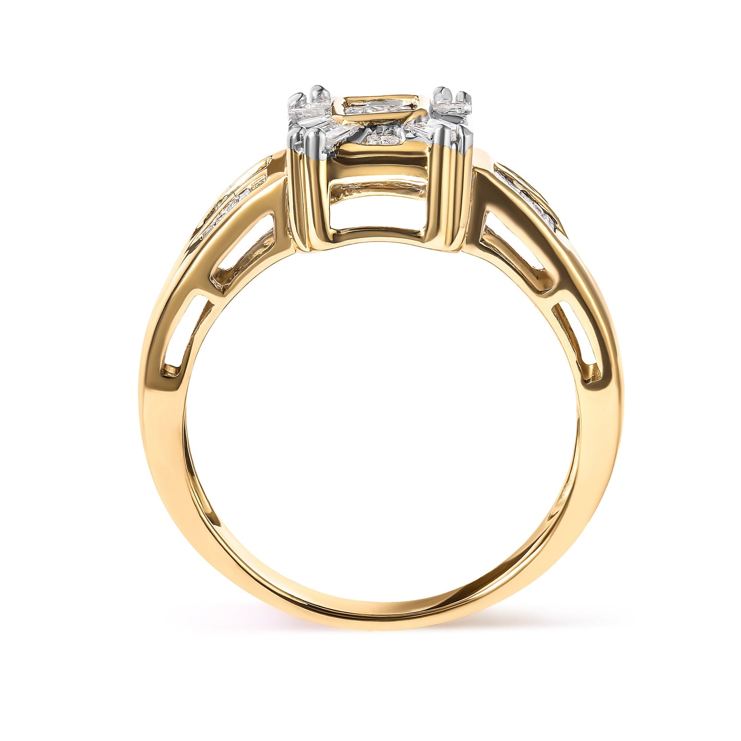 10K Yellow Gold 1/2 Cttw Diamond Composite and Halo Ring (H-I Color, SI1-SI2 Clarity) - Ring Size 7 by Bids.com