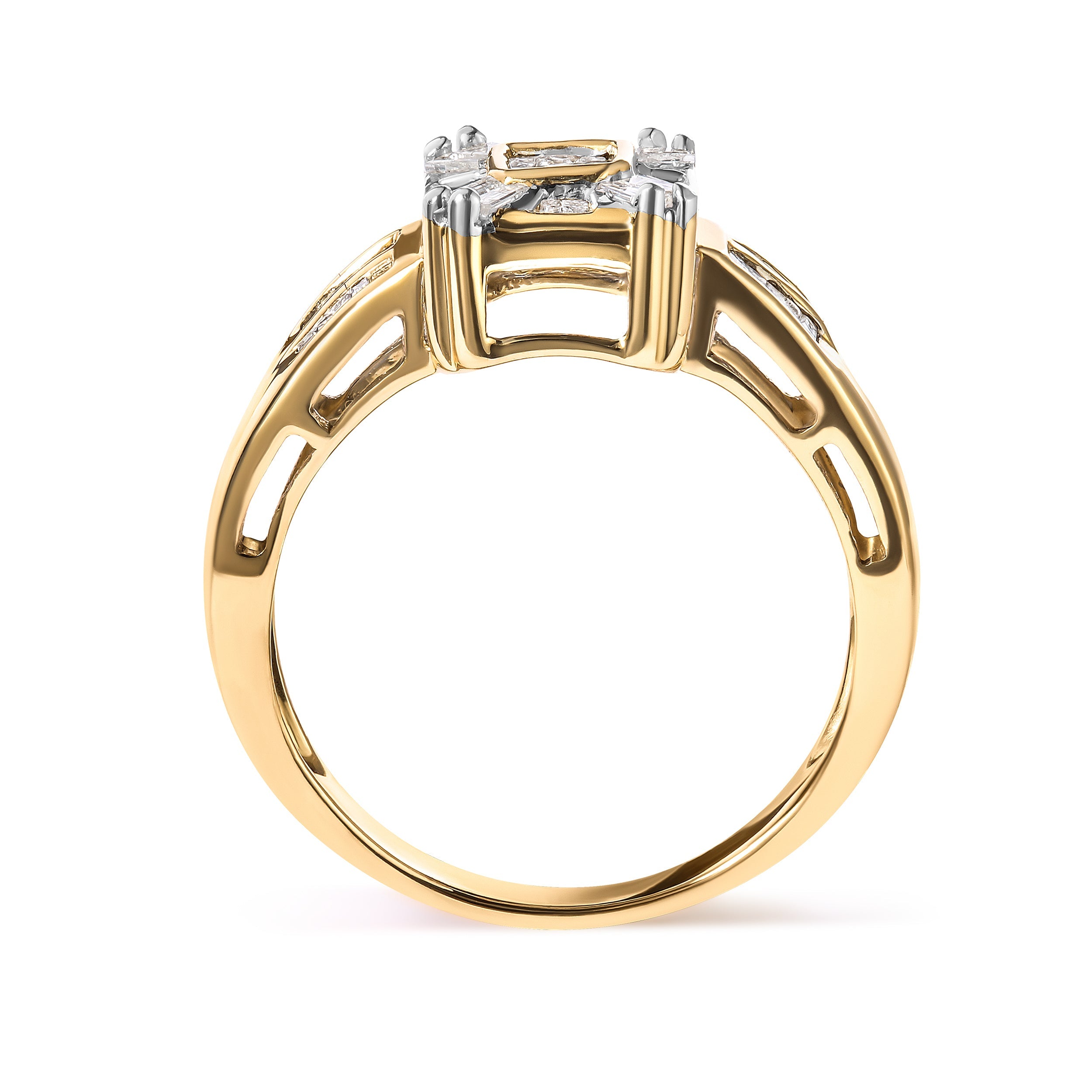 10K Yellow Gold 1/2 Cttw Diamond Composite and Halo Ring (H-I Color, SI1-SI2 Clarity) - Ring Size 7 by Bids.com