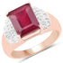 14K Rose Gold Plated 4.26 Carat Genuine Glass Filled Ruby and White Topaz .925 Sterling Silver Ring by Bids.com