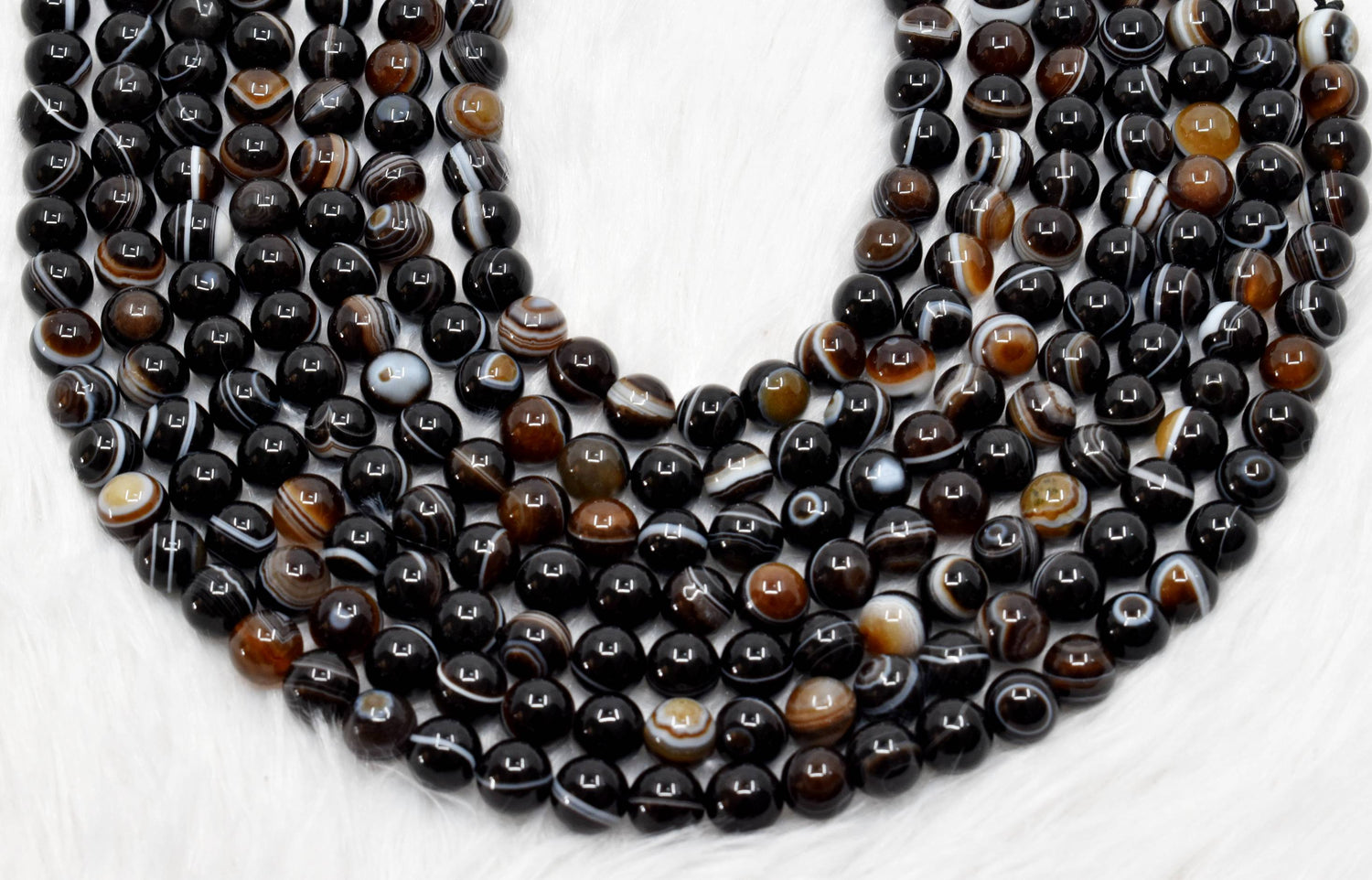 Black Eye Agate AAA Grade 6mm, 8mm, 10mm Round Beads  DestGlow