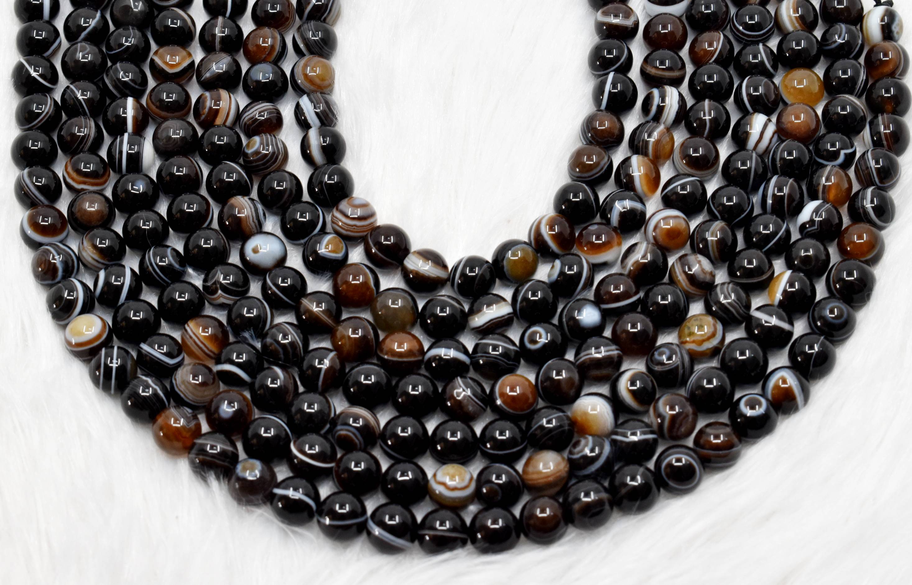 Black Eye Agate AAA Grade 6mm, 8mm, 10mm Round Beads  DestGlow