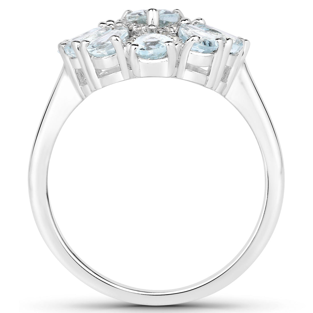 1.89 Carat Genuine Aquamarine and White Topaz .925 Sterling Silver Ring by Bids.com