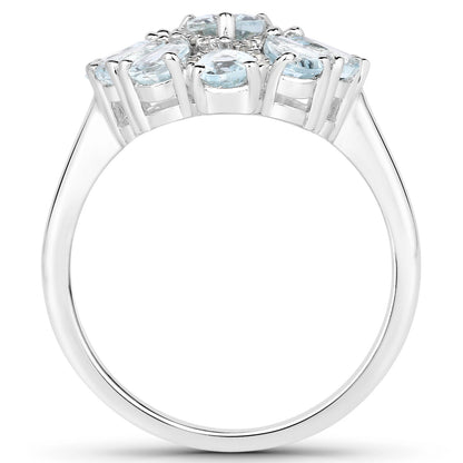 1.89 Carat Genuine Aquamarine and White Topaz .925 Sterling Silver Ring by Bids.com
