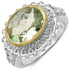 Two Tone Plated 4.16 Carat Genuine Green Amethyst & White Topaz .925 Sterling Silver Ring by Bids.com
