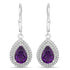 2.77 Carat Genuine Amethyst and White Diamond .925 Sterling Silver Earrings by Bids.com