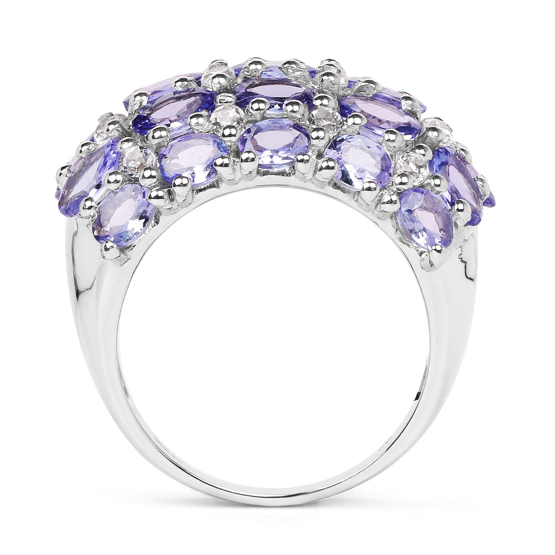 7.29 Carat Genuine Tanzanite and White Topaz .925 Sterling Silver Ring by Bids.com
