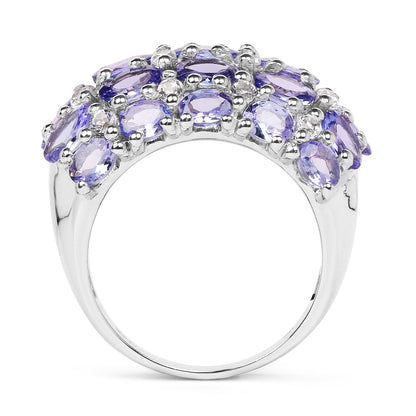 7.29 Carat Genuine Tanzanite and White Topaz .925 Sterling Silver Ring by Bids.com