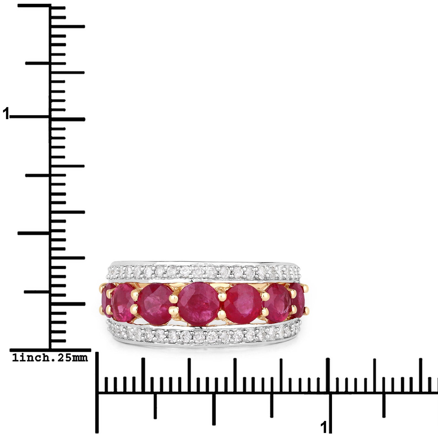 3.24 Carat Genuine Ruby and White Diamond 14K Yellow Gold Ring by Bids.com