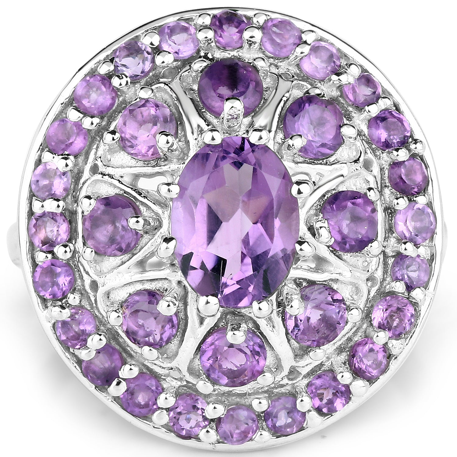 2.67 Carat Genuine Amethyst .925 Sterling Silver Ring by Bids.com