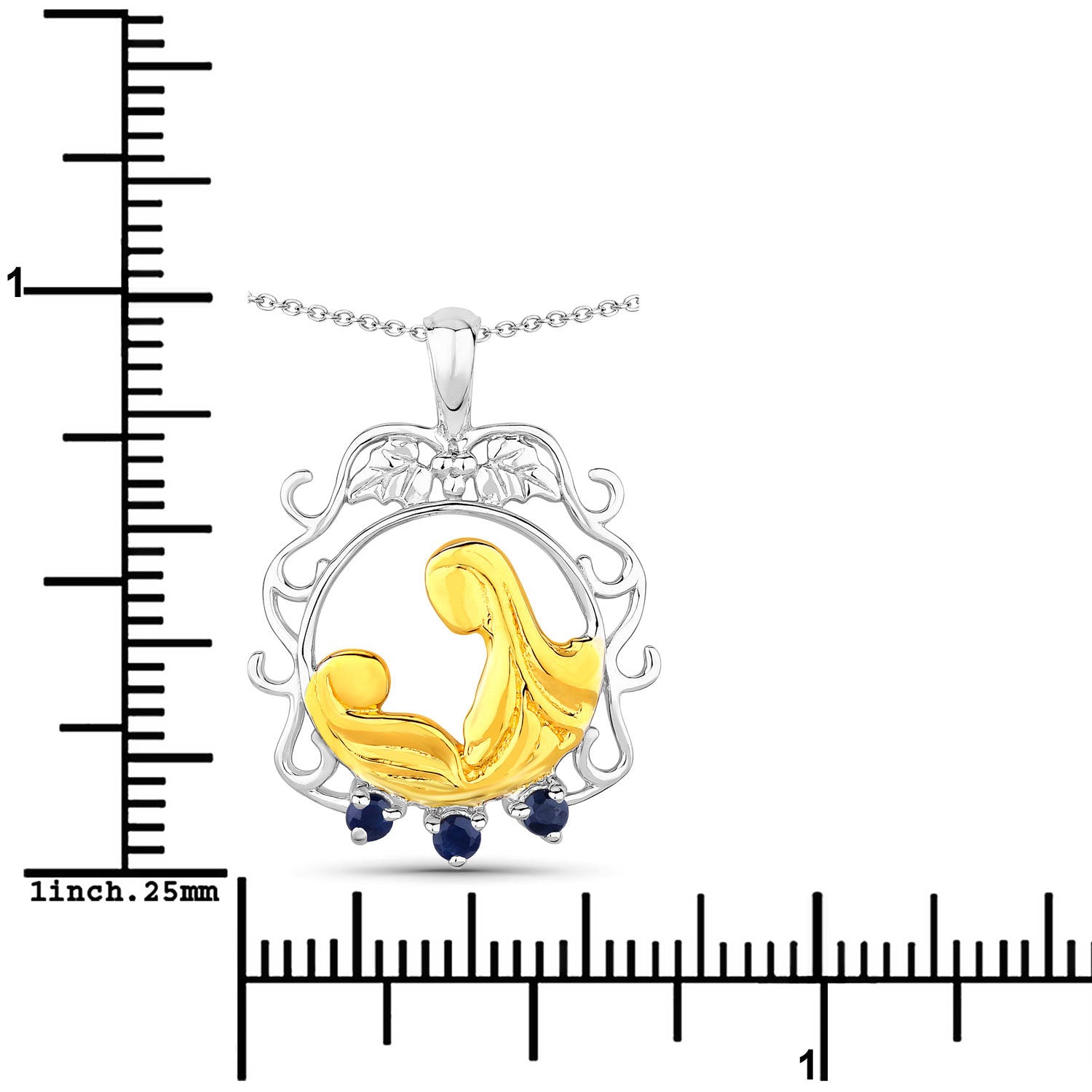 0.12 Carat Genuine Blue Sapphire .925 Sterling Silver Pendant by Bids.com