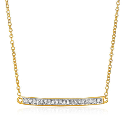 14k Yellow Gold Necklace with Gold and Diamond Bar (1/10 cttw)  DestGlow