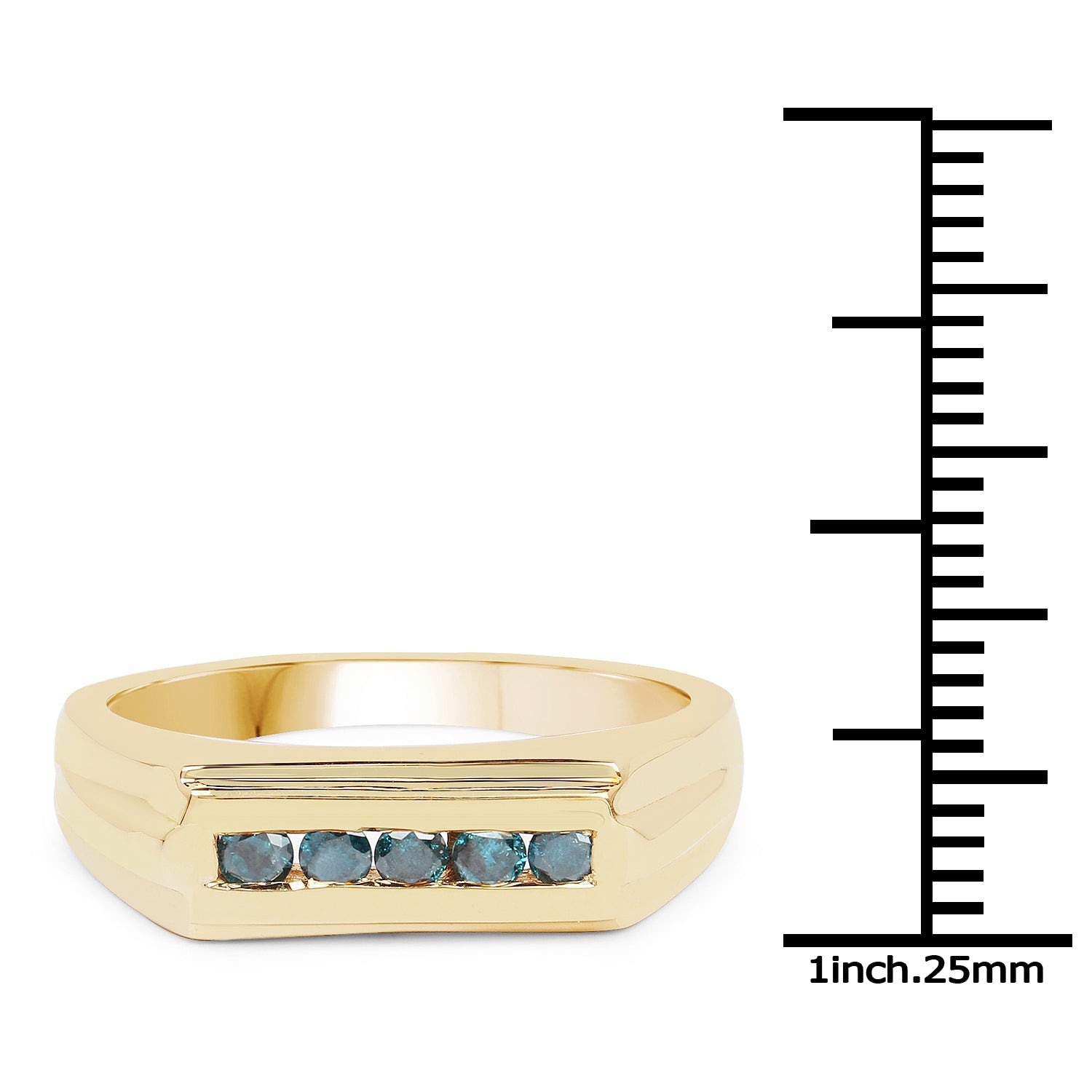 14K Yellow Gold Plated 0.25 Carat Genuine Blue Diamond .925 Sterling Silver Ring by Bids.com