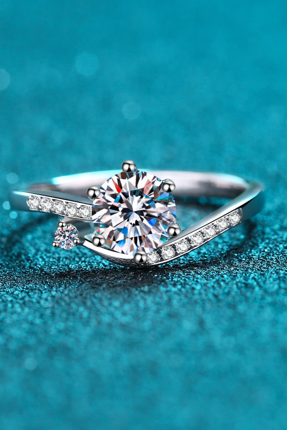 1 Carat Brilliant Round Cut Sparkala™ 925 Sterling Silver Bypass Ring by Sparkala