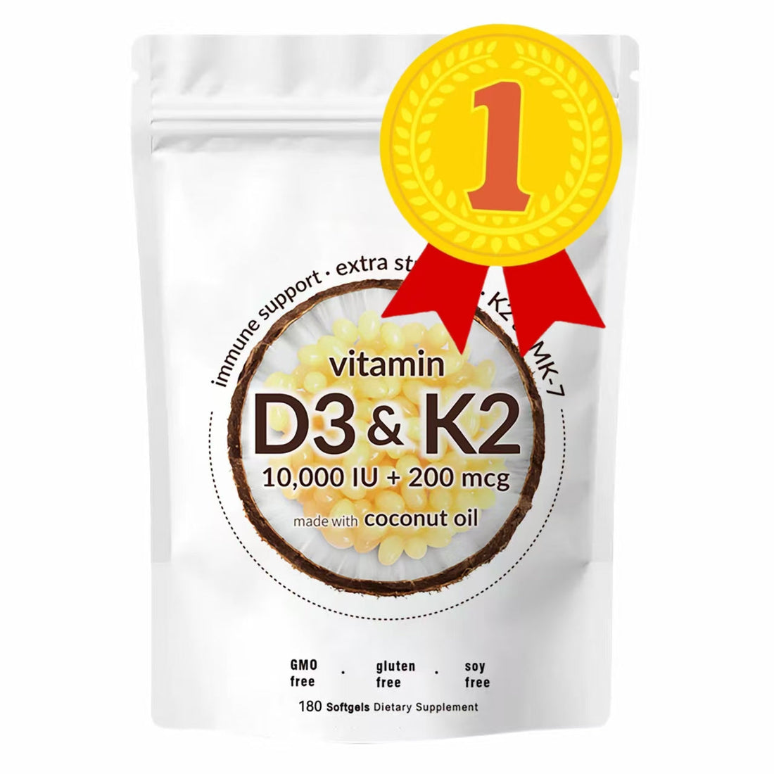 Vitamin D3 K2 Supplement Softgels  DestGlow